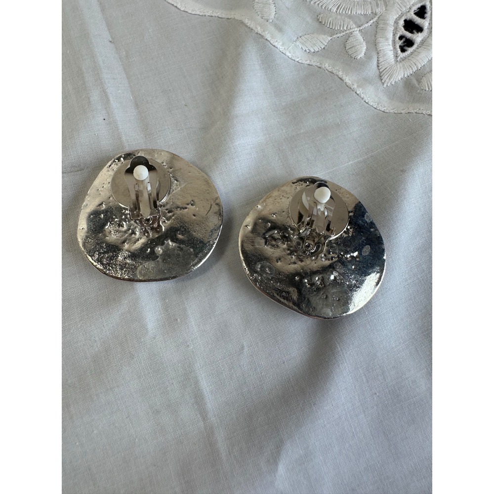Anthony Alexander Runway Silvertone Art Glass Statement Necklace Earrings Set - Picture 9 of 9